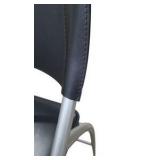 Set of 3 Calligaris Black Padded Bar Stools w/ Silver Metal Frames