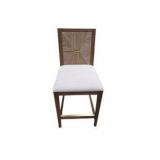 Lot of 2 Restoration Hardware RH Counter Stools - Wood Frames, Upholstered Seats & Woven Back