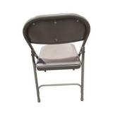 4 Uline H-2522 Padded Folding Chairs - Tan Vinyl Seats and Backs