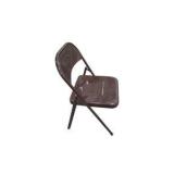 6 Brown Metal Folding Chairs With Rolling Storage Cart