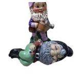 Ceramic Garden Gnome Decor Lot - Standing Watering Can Gnome & Sleeping Gnome