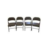 4 Uline H-2522 Padded Folding Chairs - Tan Vinyl Seat and Back