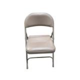 4 Uline H-2522 Padded Folding Chairs - Tan Vinyl Seats and Backs
