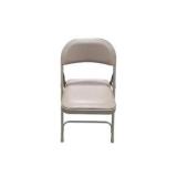 4 Uline H-2522 Padded Folding Chairs - Tan Vinyl Seat and Back