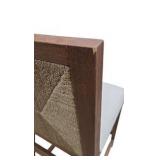 Lot of 2 Restoration Hardware RH Counter Stools - Wood Frames, Upholstered Seats & Woven Back