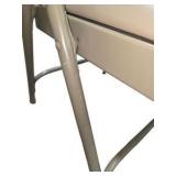 4 Uline H-2522 Padded Folding Chairs - Tan Vinyl Seats and Backs