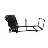 6 Brown Metal Folding Chairs With Rolling Storage Cart