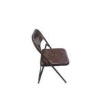 6 Brown Metal Folding Chairs With Rolling Storage Cart