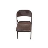 6 Brown Metal Folding Chairs With Rolling Storage Cart