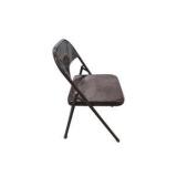 6 Brown Metal Folding Chairs With Rolling Storage Cart