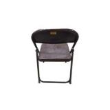 6 Brown Metal Folding Chairs With Rolling Storage Cart