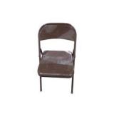 6 Brown Metal Folding Chairs With Rolling Storage Cart