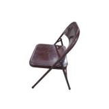 6 Brown Metal Folding Chairs With Rolling Storage Cart