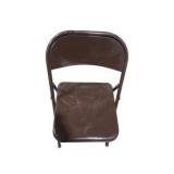 6 Brown Metal Folding Chairs With Rolling Storage Cart