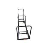 6 Brown Metal Folding Chairs With Rolling Storage Cart