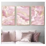 Pink Marble Canvas Wall Art 3-Piece Set $99.99 Retail - Brand New