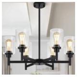 Black 6-Light Farmhouse Chandelier $79.99 Retail - Brand New