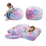 COMAX Kids Bean Bag Chair Unicorn Convertible Floor Mattress $49.99 Retail Brand New
