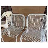 Vintage Heavy-Duty Steel Patio Chairs (2) – Commercial Grade Wire Lawn Chairs, plus two plastic chairs
