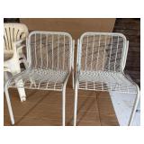 Vintage Heavy-Duty Steel Patio Chairs (2) – Commercial Grade Wire Lawn Chairs, plus two plastic chairs