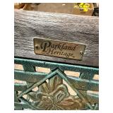 Parkland Heritage Cast Metal & Wood Garden Chair with Matching Ottoman Set – Beautiful Verdigris Finish