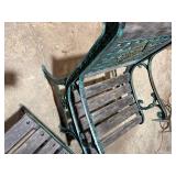 Parkland Heritage Cast Metal & Wood Garden Chair with Matching Ottoman Set – Beautiful Verdigris Finish
