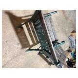 Parkland Heritage Cast Metal & Wood Garden Chair with Matching Ottoman Set – Beautiful Verdigris Finish