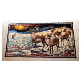 Vintage Wildlife Tapestry Wall Hanging Rug – Caribou Winter Scene