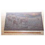 Vintage Wildlife Tapestry Wall Hanging Rug – Caribou Winter Scene