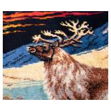Vintage Wildlife Tapestry Wall Hanging Rug – Caribou Winter Scene