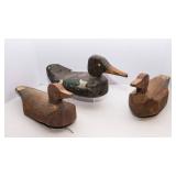 Vintage Wooden Duck Decoys - Set of Three