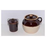 Vintage Stoneware Bean Pot & Small Crock with Lid – 2 Piece Set