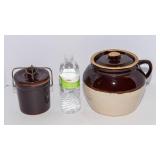 Vintage Stoneware Bean Pot & Small Crock with Lid – 2 Piece Set