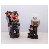 Vintage Clown Lamp & Charlie Chaplin Bar Oil Lamp – 2 Piece Lighting Lot