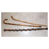 Vintage Wooden Canes & Walking Stick – Set of 3