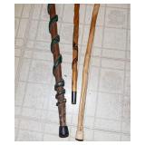 Vintage Wooden Canes & Walking Stick – Set of 3