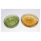 Colored Glass Bowls – Green & Amber (Set of 2)