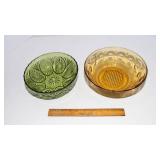 Colored Glass Bowls – Green & Amber (Set of 2)
