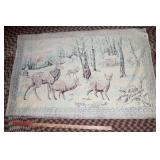 Vintage Deer Winter Scene Tapestry Wall Hanging – Azhari Trading, 100% Cotton (Made in Turkey) 57" x 37"