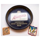 Hamm’s Beer Collectibles – Tray, Patch & Coaster