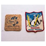 Hamm’s Beer Collectibles – Tray, Patch & Coaster