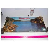 Hamm’s Beer Collectibles Lot – Glass, Poster & Bottle Cap