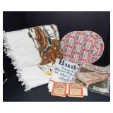 Budweiser Collectibles Lot – Beach Towel, Tablecloth, Coasters & More