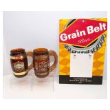 Grain Belt Beer Collectibles Lot – Mugs, Barstool Covers & Signs