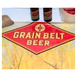 Grain Belt Beer Collectibles Lot – Poster, Cups & Barware