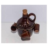 Vintage “Fire Water” Decanter Jug & Shot Glass Set
