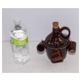 Vintage “Fire Water” Decanter Jug & Shot Glass Set
