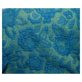Vintage Twin Size Bedspread – Teal Blue with Fringe