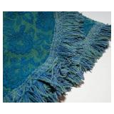 Vintage Twin Size Bedspread – Teal Blue with Fringe