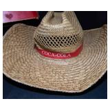 Coca-Cola Metal Sign & Straw Coke Hat – 2 Piece Lot